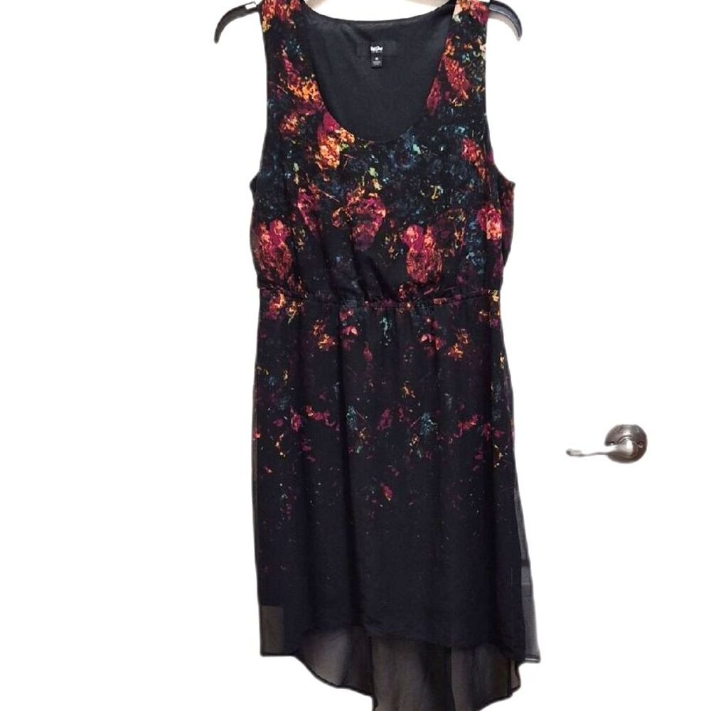 Moschino Floral High-Low Dress Black Sleeveless Asymmetrical Hem Size M